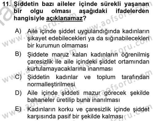Suç Sosyolojisi Dersi 2016 - 2017 Yılı (Vize) Ara Sınav Soruları 11. Soru