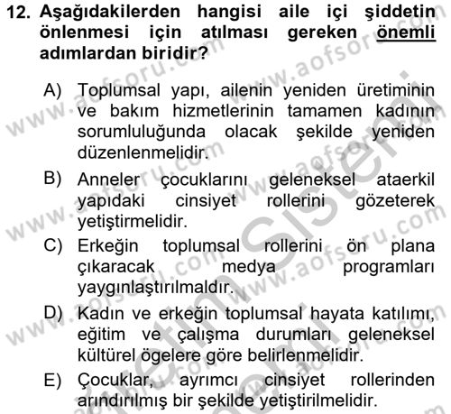 Suç Sosyolojisi Dersi 2016 - 2017 Yılı (Vize) Ara Sınav Soruları 12. Soru