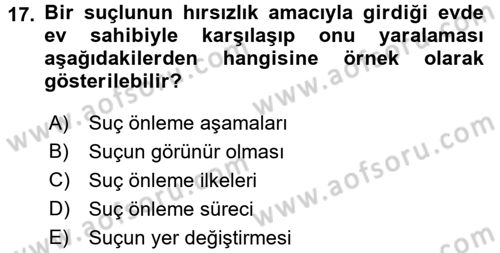 Suç Sosyolojisi Dersi 2016 - 2017 Yılı (Vize) Ara Sınav Soruları 17. Soru