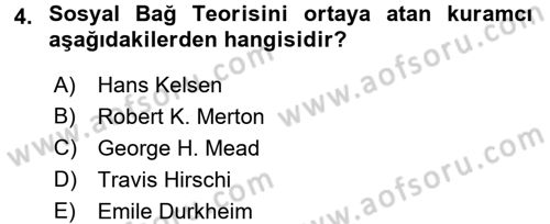 Suç Sosyolojisi Dersi 2016 - 2017 Yılı (Vize) Ara Sınav Soruları 4. Soru