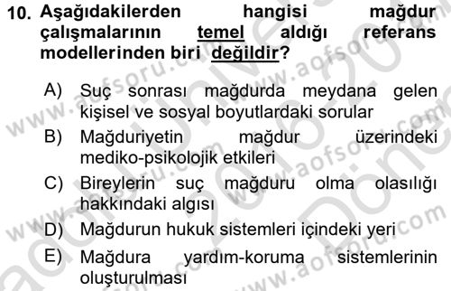 Suç Sosyolojisi Dersi 2016 - 2017 Yılı (Final) Dönem Sonu Sınav Soruları 10. Soru