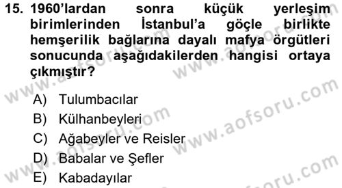 Suç Sosyolojisi Dersi 2016 - 2017 Yılı (Final) Dönem Sonu Sınav Soruları 15. Soru