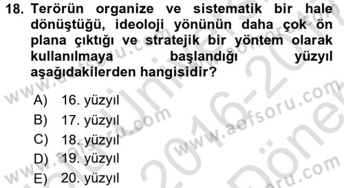 Suç Sosyolojisi Dersi 2016 - 2017 Yılı (Final) Dönem Sonu Sınav Soruları 18. Soru