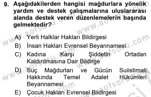 Suç Sosyolojisi Dersi 2016 - 2017 Yılı (Final) Dönem Sonu Sınav Soruları 9. Soru