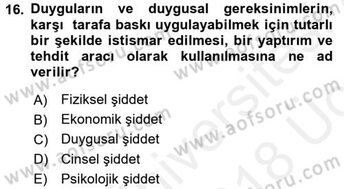 Suç Sosyolojisi Dersi 2017 - 2018 Yılı 3 Ders Sınav Soruları 16. Soru
