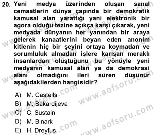 Suç Sosyolojisi Dersi 2017 - 2018 Yılı 3 Ders Sınav Soruları 20. Soru
