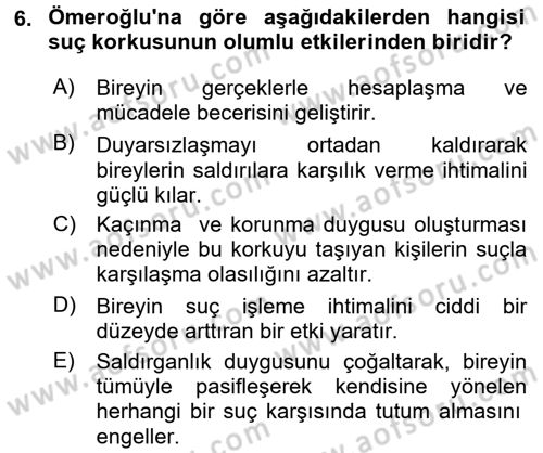 Suç Sosyolojisi Dersi 2017 - 2018 Yılı 3 Ders Sınav Soruları 6. Soru
