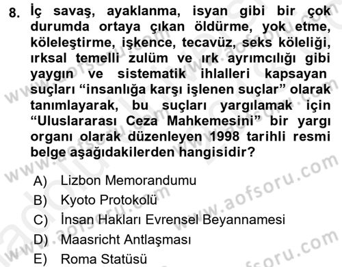 Suç Sosyolojisi Dersi 2017 - 2018 Yılı 3 Ders Sınav Soruları 8. Soru