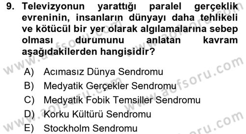 Suç Sosyolojisi Dersi 2017 - 2018 Yılı 3 Ders Sınav Soruları 9. Soru