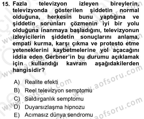 Suç Sosyolojisi Dersi 2017 - 2018 Yılı (Vize) Ara Sınav Soruları 15. Soru
