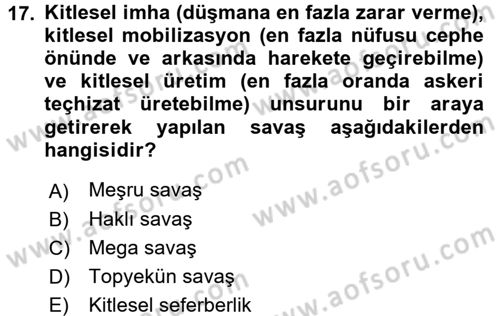 Suç Sosyolojisi Dersi 2017 - 2018 Yılı (Vize) Ara Sınav Soruları 17. Soru