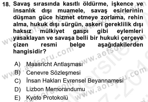 Suç Sosyolojisi Dersi 2017 - 2018 Yılı (Vize) Ara Sınav Soruları 18. Soru
