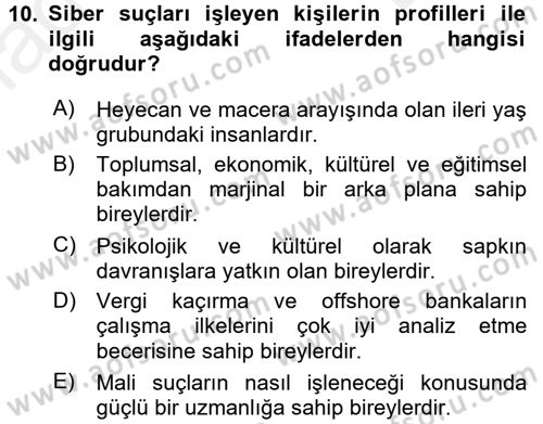 Suç Sosyolojisi Dersi 2017 - 2018 Yılı (Final) Dönem Sonu Sınav Soruları 10. Soru