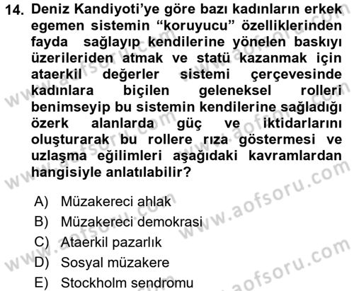 Suç Sosyolojisi Dersi 2017 - 2018 Yılı (Final) Dönem Sonu Sınav Soruları 14. Soru