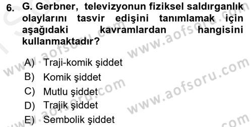 Suç Sosyolojisi Dersi 2017 - 2018 Yılı (Final) Dönem Sonu Sınav Soruları 6. Soru