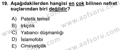 Suç Sosyolojisi Dersi 2018 - 2019 Yılı 3 Ders Sınav Soruları 19. Soru