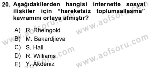 Suç Sosyolojisi Dersi 2018 - 2019 Yılı 3 Ders Sınav Soruları 20. Soru
