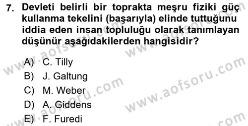 Suç Sosyolojisi Dersi 2018 - 2019 Yılı 3 Ders Sınav Soruları 7. Soru