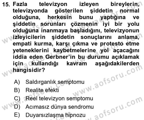 Suç Sosyolojisi Dersi 2018 - 2019 Yılı (Vize) Ara Sınav Soruları 15. Soru