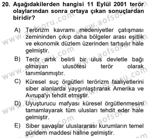 Suç Sosyolojisi Dersi 2018 - 2019 Yılı (Vize) Ara Sınav Soruları 20. Soru