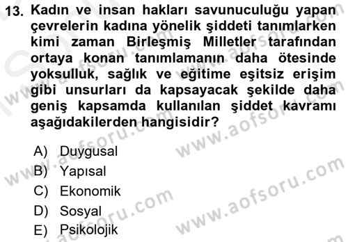 Suç Sosyolojisi Dersi 2018 - 2019 Yılı (Final) Dönem Sonu Sınav Soruları 13. Soru