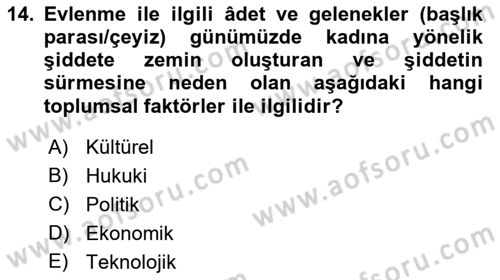 Suç Sosyolojisi Dersi 2018 - 2019 Yılı (Final) Dönem Sonu Sınav Soruları 14. Soru