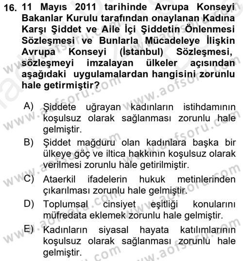 Suç Sosyolojisi Dersi 2018 - 2019 Yılı (Final) Dönem Sonu Sınav Soruları 16. Soru