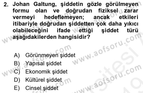 Suç Sosyolojisi Dersi 2018 - 2019 Yılı (Final) Dönem Sonu Sınav Soruları 2. Soru
