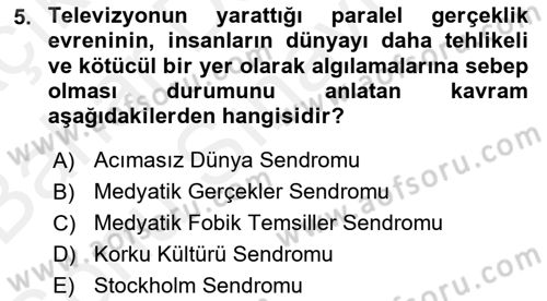 Suç Sosyolojisi Dersi 2018 - 2019 Yılı (Final) Dönem Sonu Sınav Soruları 5. Soru