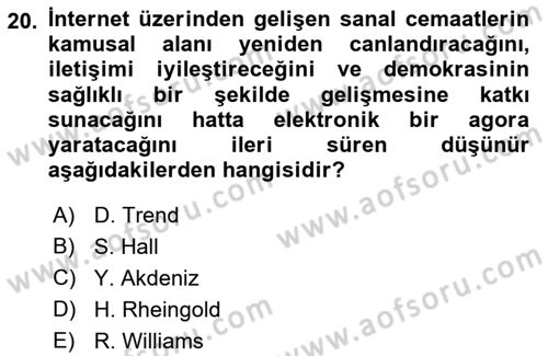Suç Sosyolojisi Dersi 2018 - 2019 Yılı Yaz Okulu Sınav Soruları 20. Soru