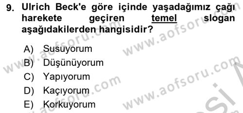 Suç Sosyolojisi Dersi 2018 - 2019 Yılı Yaz Okulu Sınav Soruları 9. Soru