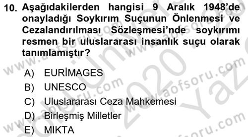 Suç Sosyolojisi Dersi 2020 - 2021 Yılı Yaz Okulu Sınav Soruları 10. Soru