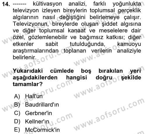 Suç Sosyolojisi Dersi 2020 - 2021 Yılı Yaz Okulu Sınav Soruları 14. Soru