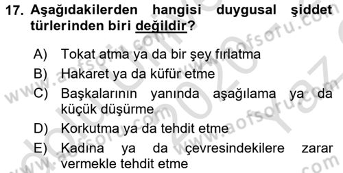 Suç Sosyolojisi Dersi 2020 - 2021 Yılı Yaz Okulu Sınav Soruları 17. Soru