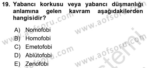 Suç Sosyolojisi Dersi 2020 - 2021 Yılı Yaz Okulu Sınav Soruları 19. Soru