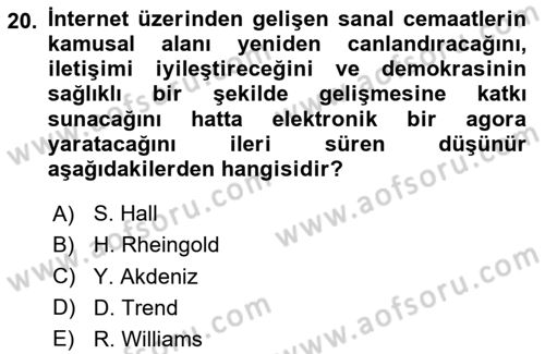 Suç Sosyolojisi Dersi 2020 - 2021 Yılı Yaz Okulu Sınav Soruları 20. Soru