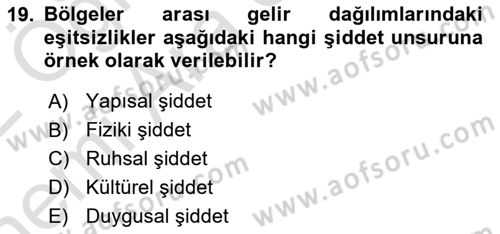 Suç Sosyolojisi Dersi 2021 - 2022 Yılı (Vize) Ara Sınav Soruları 19. Soru