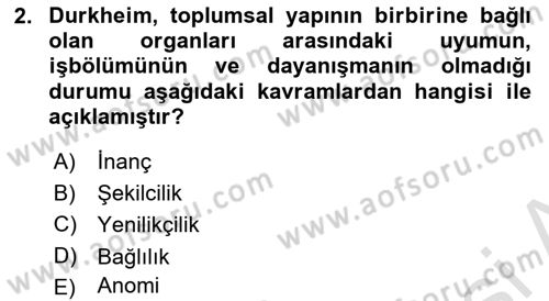 Suç Sosyolojisi Dersi 2021 - 2022 Yılı (Vize) Ara Sınav Soruları 2. Soru