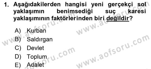 Suç Sosyolojisi Dersi 2021 - 2022 Yılı (Final) Dönem Sonu Sınav Soruları 1. Soru