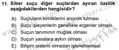 Suç Sosyolojisi Dersi 2021 - 2022 Yılı (Final) Dönem Sonu Sınav Soruları 11. Soru