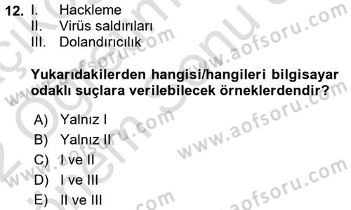 Suç Sosyolojisi Dersi 2021 - 2022 Yılı (Final) Dönem Sonu Sınav Soruları 12. Soru