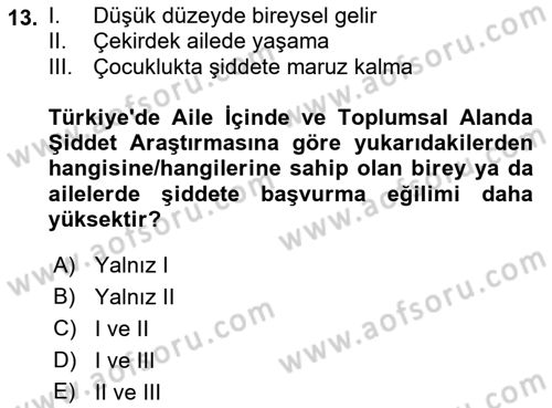 Suç Sosyolojisi Dersi 2021 - 2022 Yılı (Final) Dönem Sonu Sınav Soruları 13. Soru