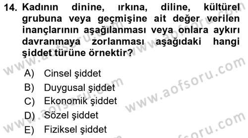 Suç Sosyolojisi Dersi 2021 - 2022 Yılı (Final) Dönem Sonu Sınav Soruları 14. Soru