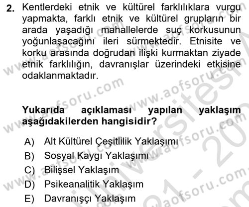 Suç Sosyolojisi Dersi 2021 - 2022 Yılı (Final) Dönem Sonu Sınav Soruları 2. Soru