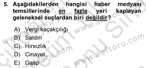 Suç Sosyolojisi Dersi 2021 - 2022 Yılı (Final) Dönem Sonu Sınav Soruları 5. Soru