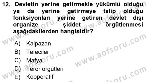 Suç Sosyolojisi Dersi 2021 - 2022 Yılı Yaz Okulu Sınav Soruları 12. Soru