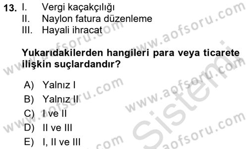 Suç Sosyolojisi Dersi 2021 - 2022 Yılı Yaz Okulu Sınav Soruları 13. Soru