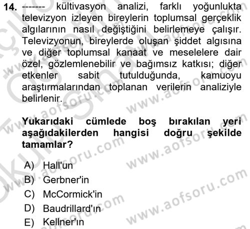 Suç Sosyolojisi Dersi 2021 - 2022 Yılı Yaz Okulu Sınav Soruları 14. Soru