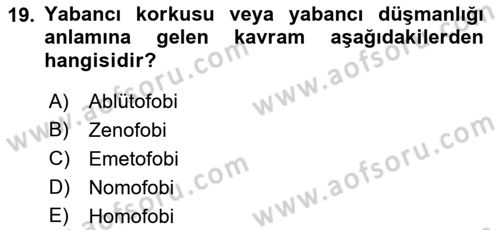 Suç Sosyolojisi Dersi 2021 - 2022 Yılı Yaz Okulu Sınav Soruları 19. Soru