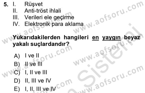 Suç Sosyolojisi Dersi 2021 - 2022 Yılı Yaz Okulu Sınav Soruları 5. Soru